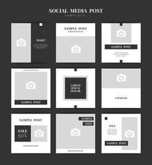 Promotional square web banner for social media. Template