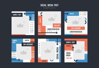 Promotional square web banner for social media. Template