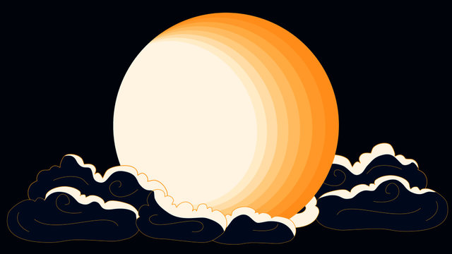 full moon and cloud  with blue background, vector illustration