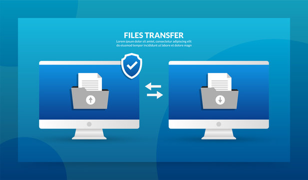 Files transfer between desktop and desktop, Security data transmission concept