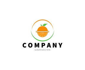 Orange Horizontal Cut inside Abstract Circle Logo Concept. Vector Design Illustration. Symbol and Icon Vector Template.