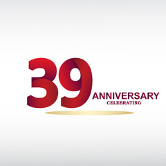 39 year anniversary celebration, vector design for celebrations, invitation cards and greeting cards