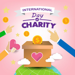 Earth and hearts vector banner or poster with world heart day concept.