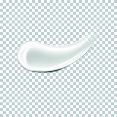 realistic white cream smear isolated on transparent background, liquid mockup