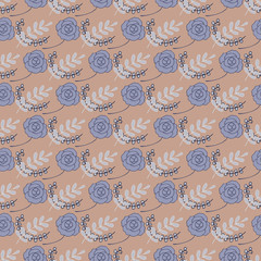 seamless pattern, vector, floral ornament, beige background
