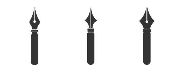 Set Fountain pen icon, logo, vector illustration isolated on white background