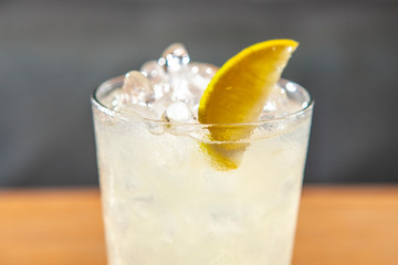 Fresh Lemonade Cocktail in a glass with ice