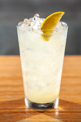 Fresh Lemonade Cocktail in a glass with ice