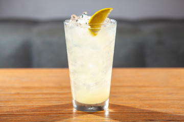 Fresh Lemonade Cocktail in a glass with ice