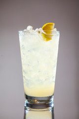 Fresh Lemonade Cocktail in a glass with ice