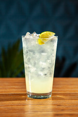 Fresh Lemonade Cocktail in a glass with ice
