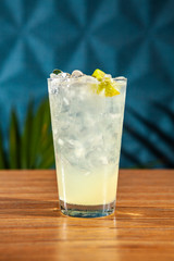 Fresh Lemonade Cocktail in a glass with ice