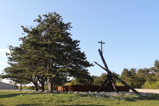 Trieste, Italy - April 22, 2017: The foiba di Basovizza, a national monument