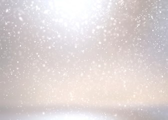 Winter exterior designer light glow background. Soft snow fall texture.