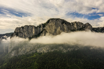 Mountain landscape with fog, Mondsee - Austria