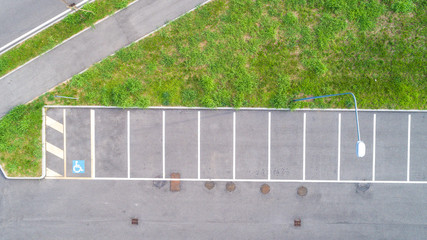 Fototapeta premium Parking lot, aerial drone photography
