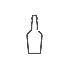Whiskey bottle in flat style on white background. Simple template design. Beverage icon design. Isolated illustration outline object. One line symbol of an alcoholic drink. Single shape drink product