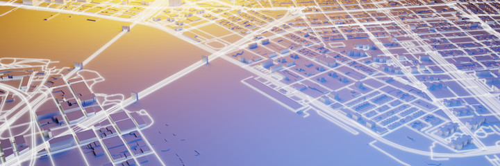 Techno mega city; urban and futuristic technology concepts, original 3d rendering