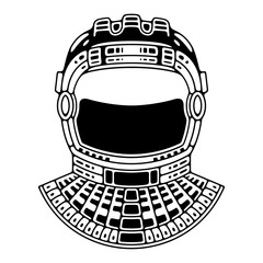 Spaceman suit. Modern space logo. Monochrome emblem.