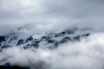 clouds in the mountains