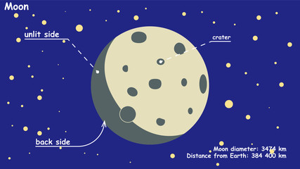 vector illustration of the moon and stars