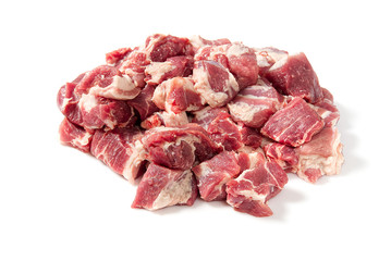 Fresh fine Raw pork meat pile isolated on white background. pile of chopped pork meat. - Powered by Adobe