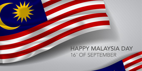 Happy Malaysia day greeting card, banner with template text vector illustration