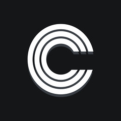 initial simple minimal biased based vector logo design of letter C with black background