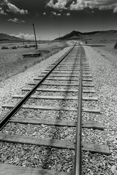 Dramatic photo old historic railway tracks in Utah 