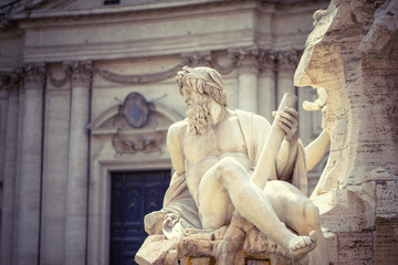 Statue of Zeus in Fountain, Piazza Navona, Rome, Italy