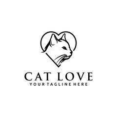 Cat Love Logo for Cat Lovers / Pet Shop Company