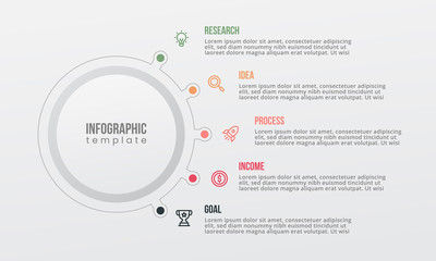 5 point option circle shape infographic