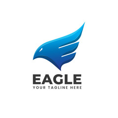eagle phoenix wings fire flame blue abstract modern shape logo template