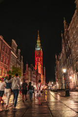 Fototapeta na wymiar Night cityscape in Gdansk, north Poland