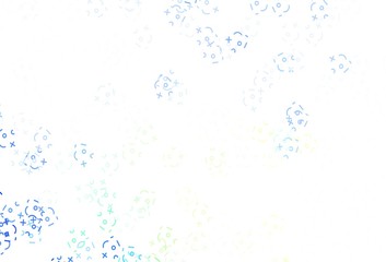 Light Green, Yellow vector texture with mathematic symbols.