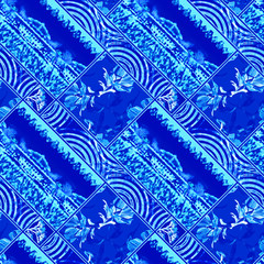 Patchwork with an antique image, seamless pattern.