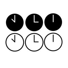 Vector set illustration of a clock icons black and white