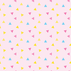 colorful seamless vector pattern with triangles on a pink background