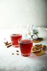 Traditional homemade punch or mulled wine