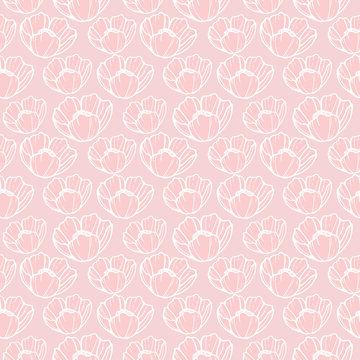 pastel pink seamless floral repeat pattern