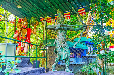The statues of Hindu Gods, Sri Viwekaramaya Temple, on Dec 4, 2016 in Unawatuna, Sri Lanka