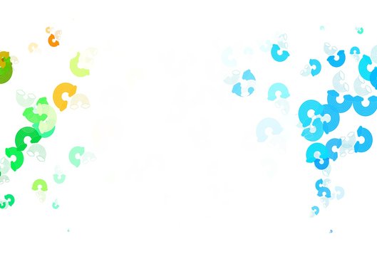 Light Blue, Yellow vector backdrop with rainbows, clouds.