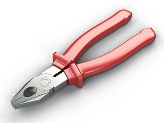 Pliers with red insulated rubber grips.