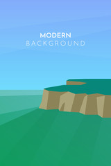 Abstract landscape image. Mountains in a field, steppe. Minimalistic flat illustration. Vector