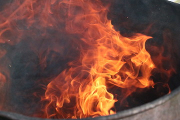 A close up of a fire