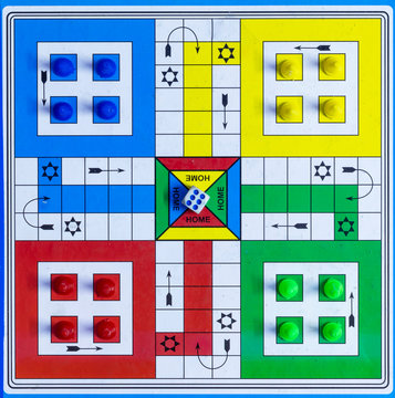 Family ludo board game pronto para imprimir design em um fundo