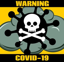 Coronavirus Hazard Warning Covid-19 Virus Symbol with Skull Sign Icon