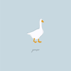Cartoon kid vector illustration flat goose  countryside bird poultry animal character
