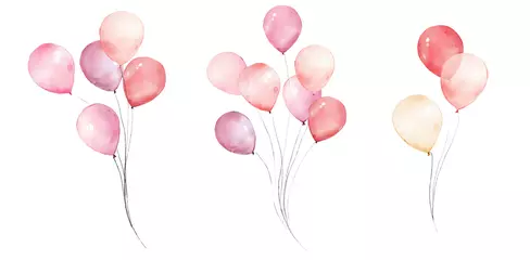 Fotobehang watercolor ping balloons © lisima