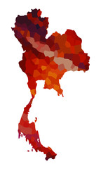 Thailand  colorful vector map silhouette